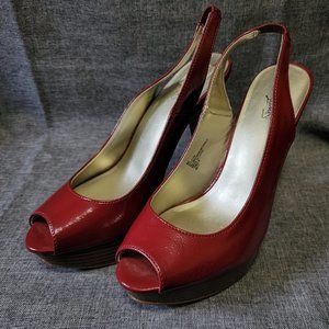 Women's Size 8M City Streets Red 5" Platform High Heeled Shoes